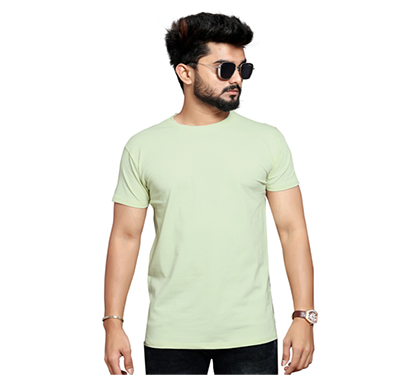 less q branded cotton lycra mens t shirt ( greenish white)